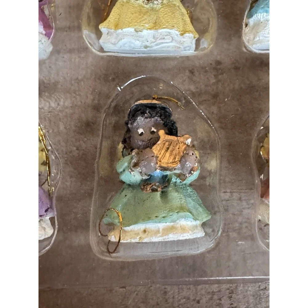 Gift Co. Set Of 6 Afro American Polystone‎ Mini Ornaments, Vintage